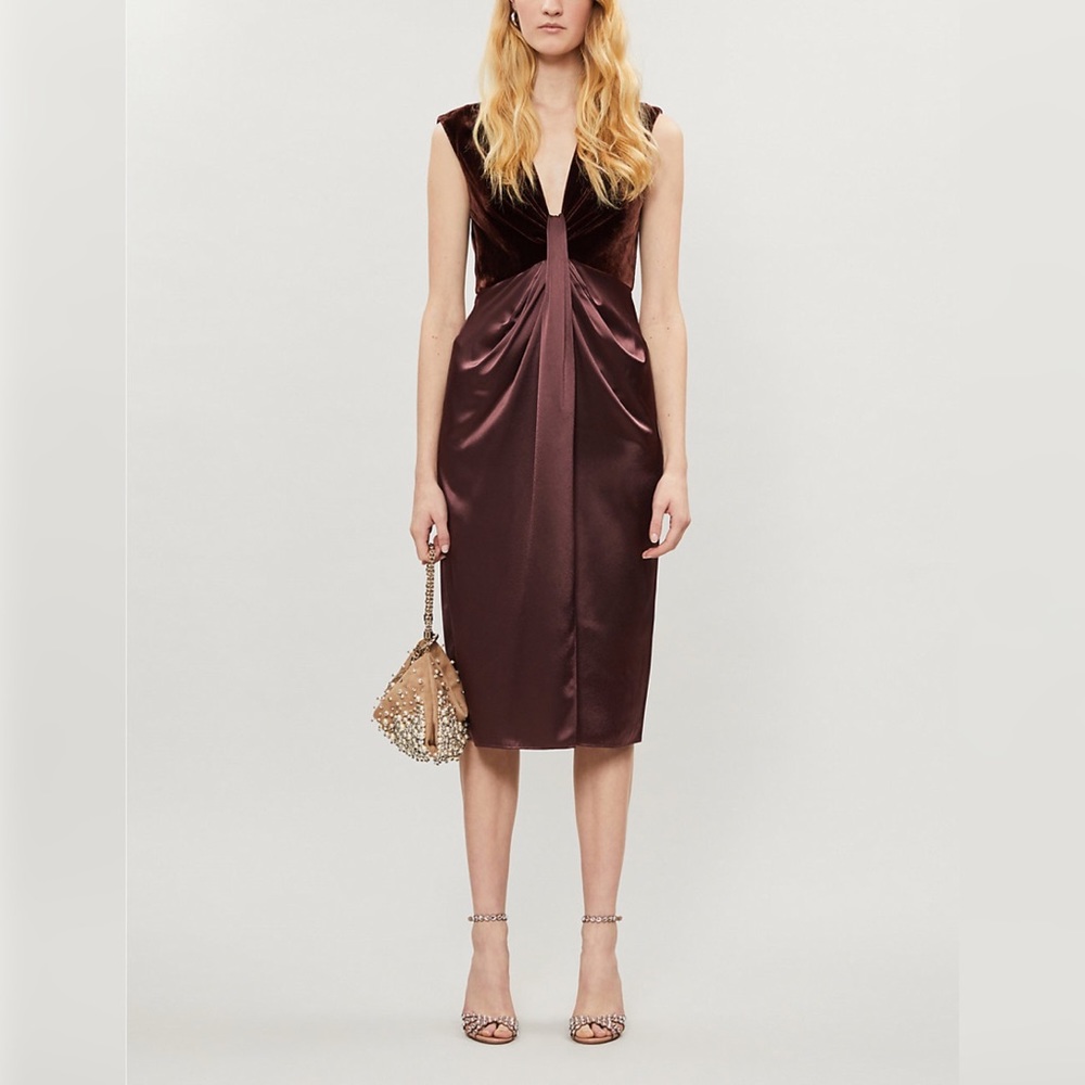 NWT Reiss Livvy Velvet and Silk Cocktail Dress - Picture 2 of 9